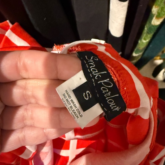 Smak Parlour Chic Backless Red and White Grid Dress - Picture 4 of 4